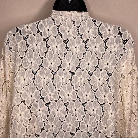 LARGE LULAROE SIMPLY COMFORTABLE CREAM LACE SHRUG OPEN FRONT STRETCH NEUTRAL - Picture 6 of 11